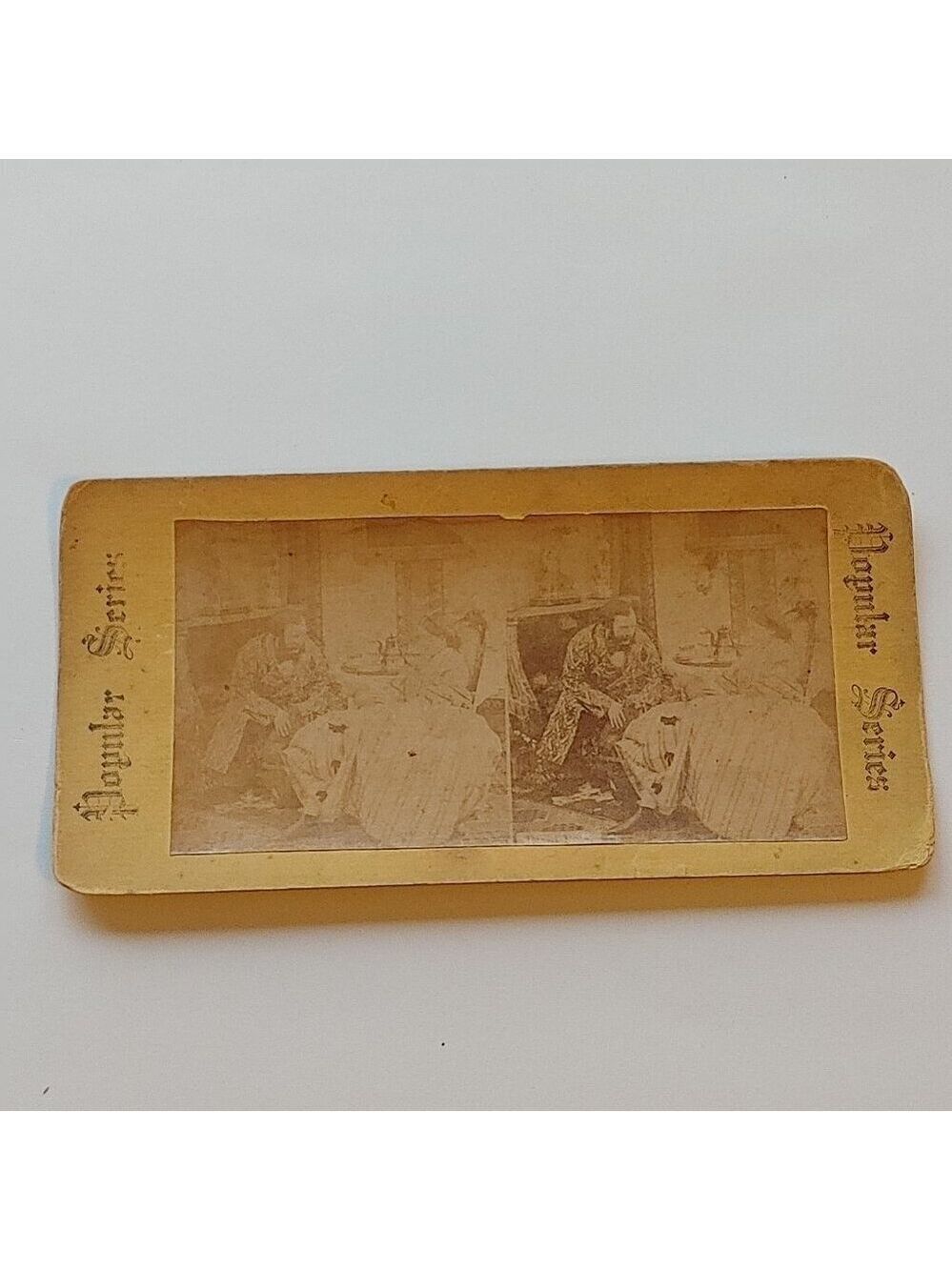 ANTIQUE Stereograph Card "Popular Series" Victorian Tea